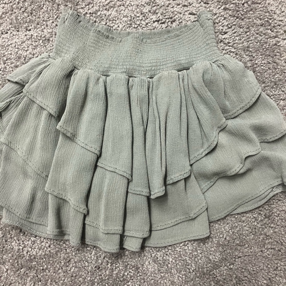 Green ruffle skirt
